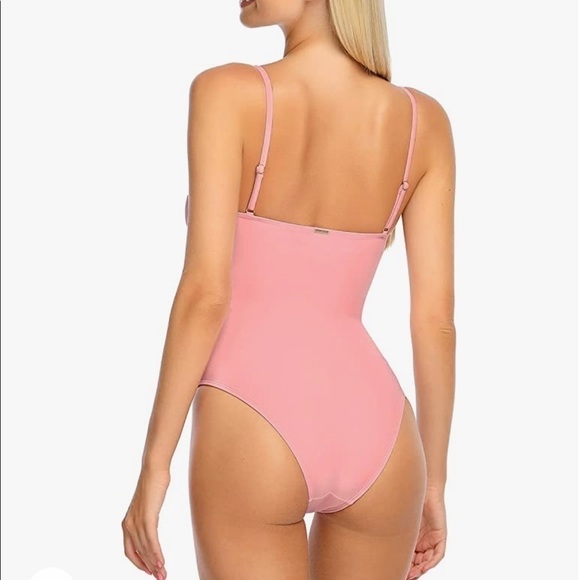 RELLECIGA High Cut Bandeau One Piece Swimsuits with Adjustable Shoulder Straps L - Picture 4 of 5